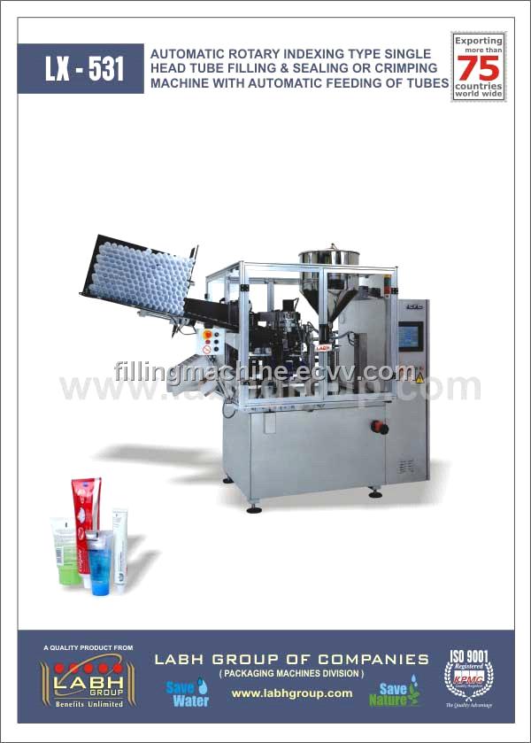 Sell Automatic rotary indexing type single head tube filling and sealing or cramping machine.