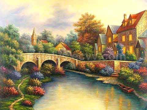 Cottages art oil painting 20x24inch