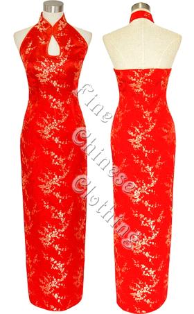 Dress Design Patterns on Chinese Ankle Length Cheongsam   Attractive Red Wda 8006  Wda 8006