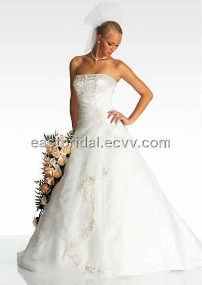 Custom made A-line(Princess) Beaded Taffeta Wedding Dress Supp_6534