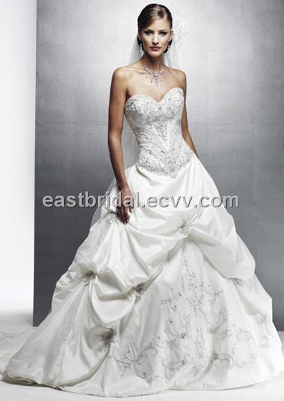 Sweetheart aLine Beaded Embellished Satin Elegant Bridal Gown DEWD0021