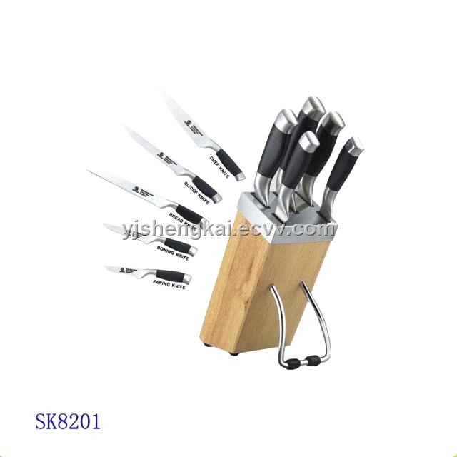 6pcs Knife Set in Stainless Steel Hollow Handle with TPR Outer Coating (SK8201) SK8201