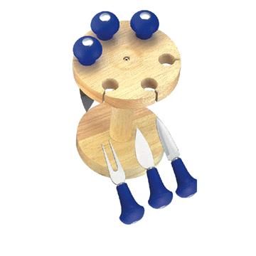 6 knife Cheese set > (CB Pcs set with Stand with Knife  knife cheese > 09 stand Wooden cheese