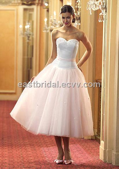 Lovely Ball Gown Shape Sweetheart Sleeveless TeaLength Informal Wedding 