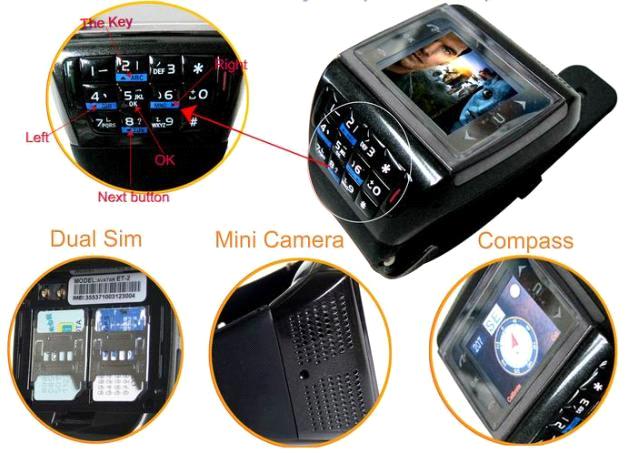 watch with mobile phone and camera
