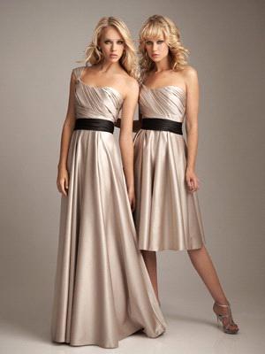 bridesmaid shoulder silver satin dress gorgeous pleated dresses bridesmaids short champagne maid honor wedding long ecvv gold flower brown maids