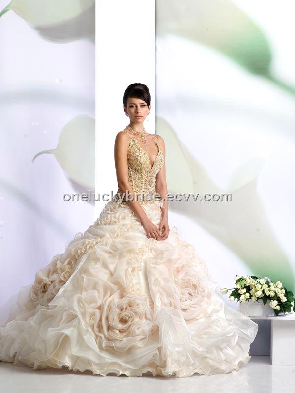 2011 Popular Aline Beaded Lace Applique wedding dress