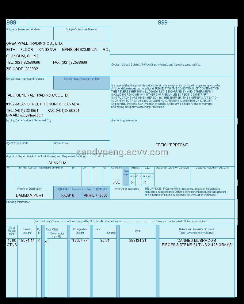 Airway Bill