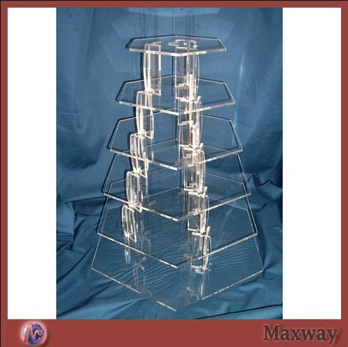  6Tier Water Clear Plexiglass Cupcake Display Stand Shelf for Wedding