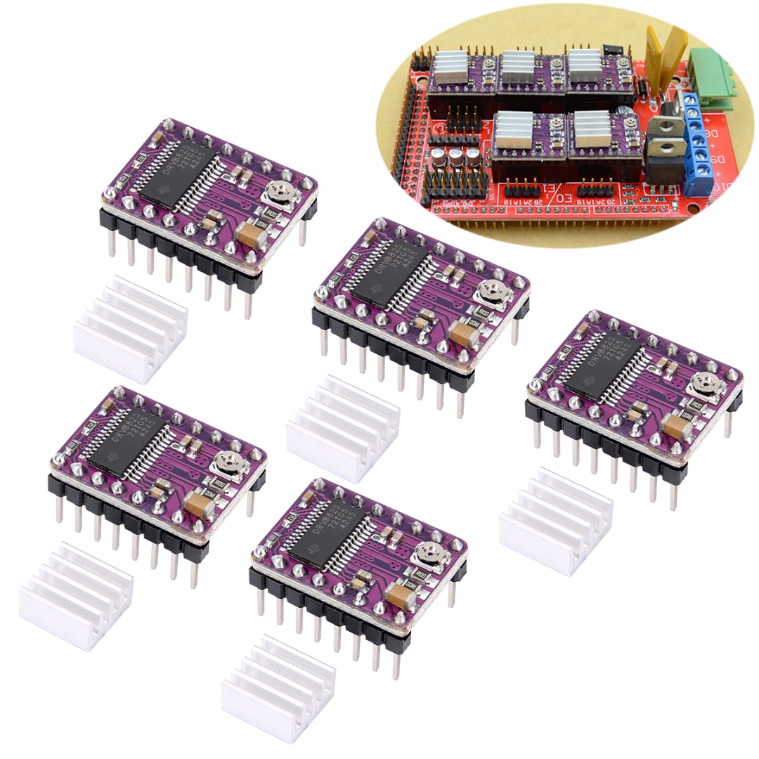 5 Sets DRV8825 Stepper Motor Driver Module 4 Layer PCB Board for 3D Printer RepRap RAMPS StepStick + Aluminum Heat Sink Mayitr