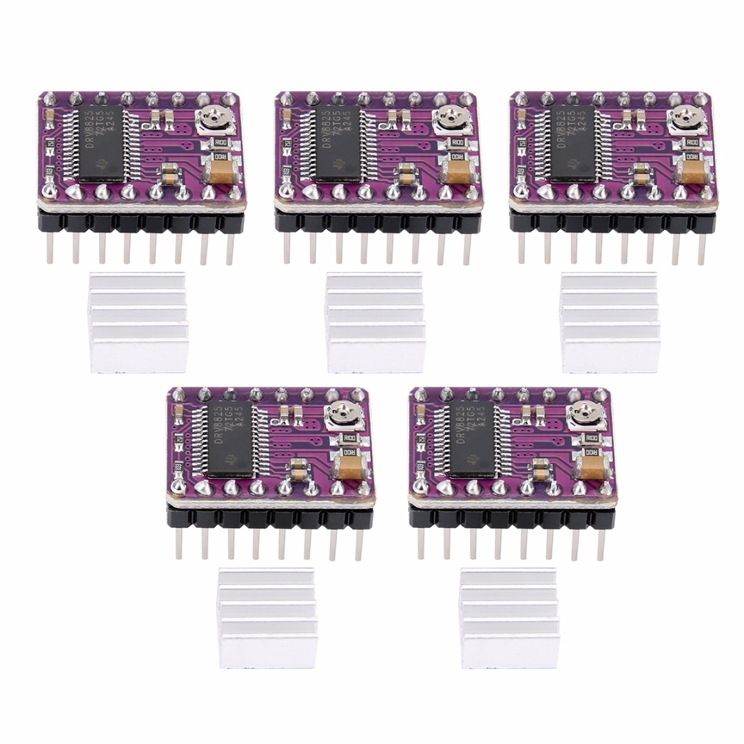 5 Sets DRV8825 Stepper Motor Driver Module 4 Layer PCB Board for 3D Printer RepRap RAMPS StepStick + Aluminum Heat Sink Mayitr