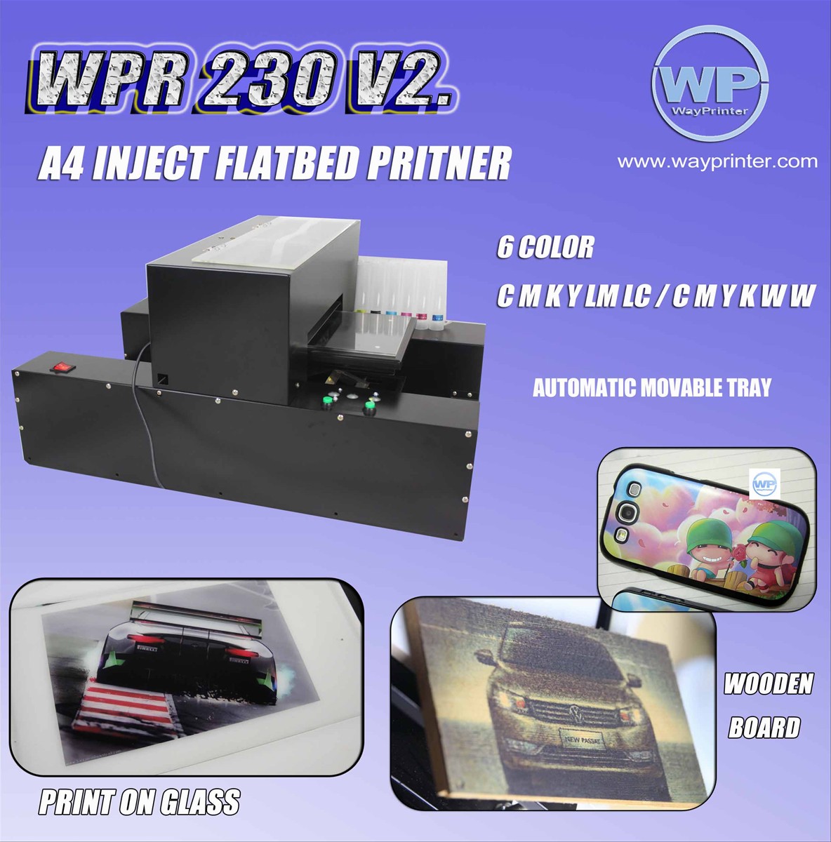 A4 Digital Inkjet flatbed printer for cell phone case