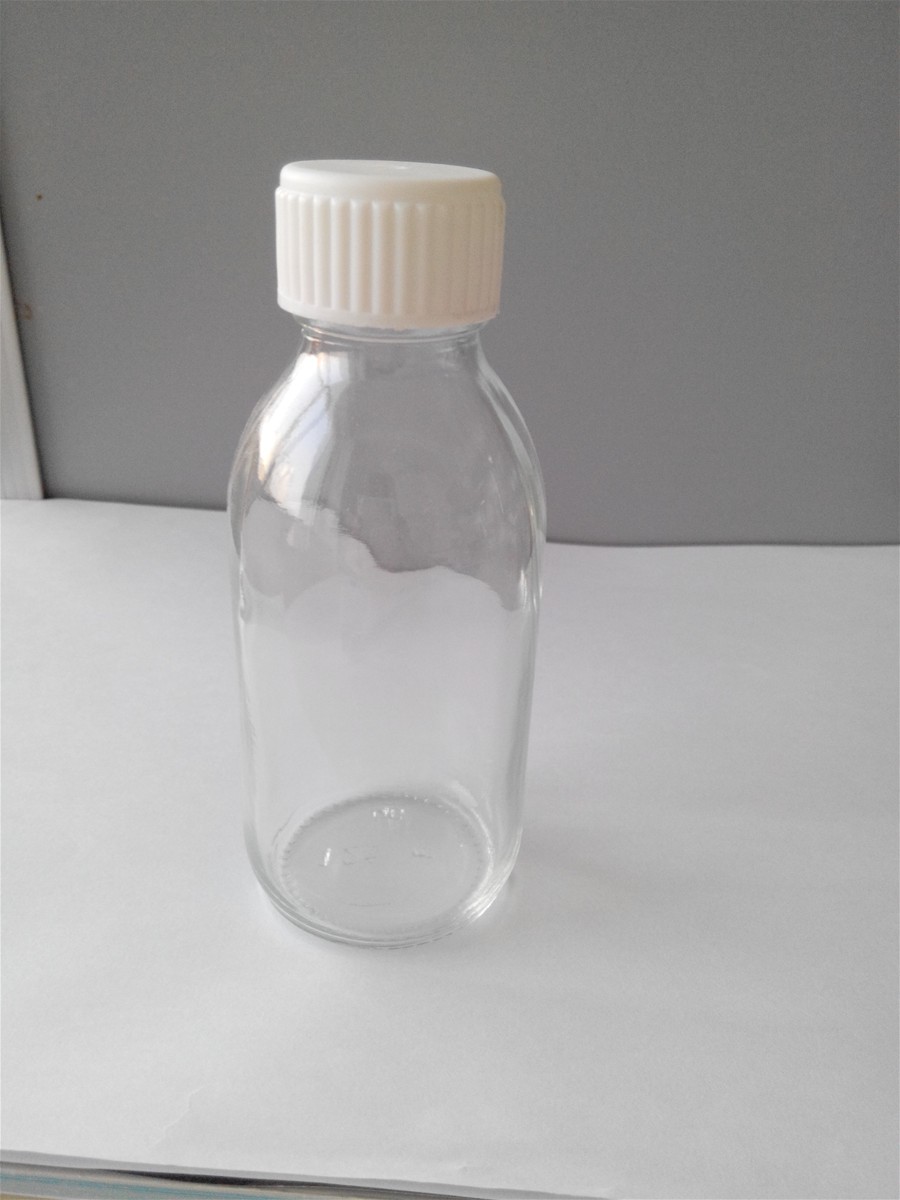 Clear Color Moulded Glass Bottle With White Plastic Cap 125ml From