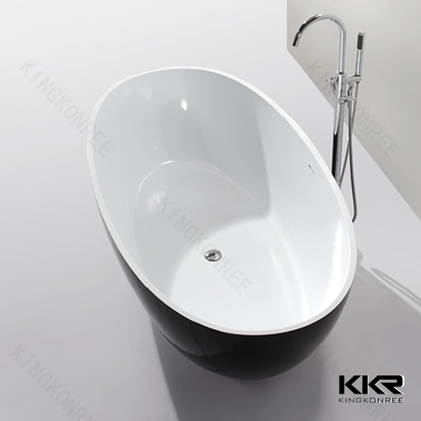 Luxury Black Freestanding Acrylic Stone Resin Bathtub from China