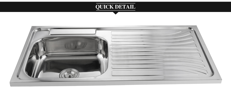 Standard size single bowl kitchen sink with drainboard 10050cm