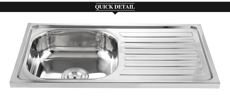 Hot sale standard stainless steel kitchen sink with drainboard WY7540