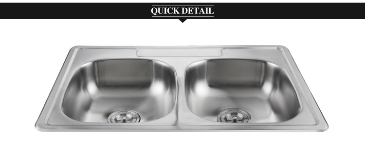 Double bowl wholesale stainless steel sink without faucet WY3322