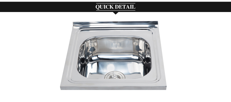 One piece finish single square kitchen sink WY5050