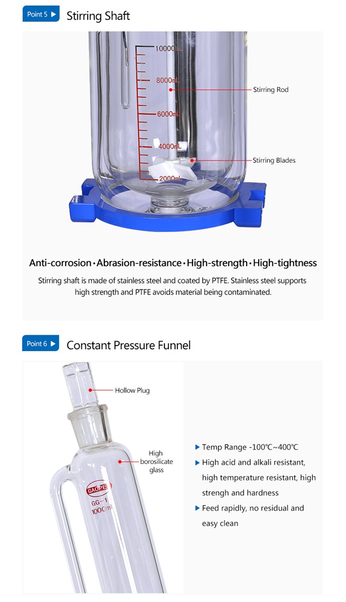 S50L GG17 High Quality Glass Chemical Agitated Tank Reactor S50L GG17 High Quality Glass Chemical Agitated Tank Reactor