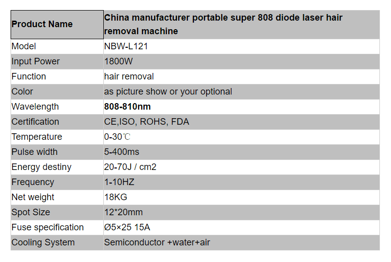 portable diode laser hair removal machine