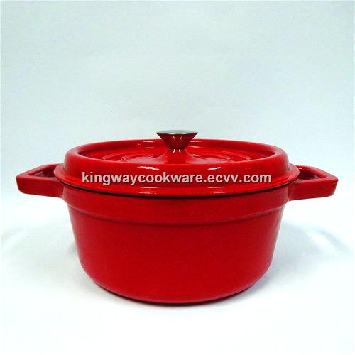 Red Enamel Cast Iron Round Casserole Dish