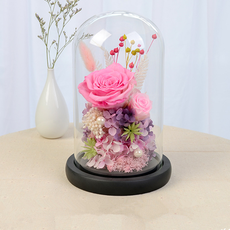 Black Base Glass Dome Vase Home Decoration Creative Glass Cover Wedding Favor Gift