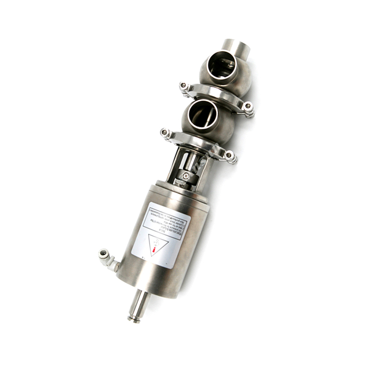 Pneumatic Air Operated Three Way Reversing Valve Sanitary Stainless Steel Divert Seat Valve