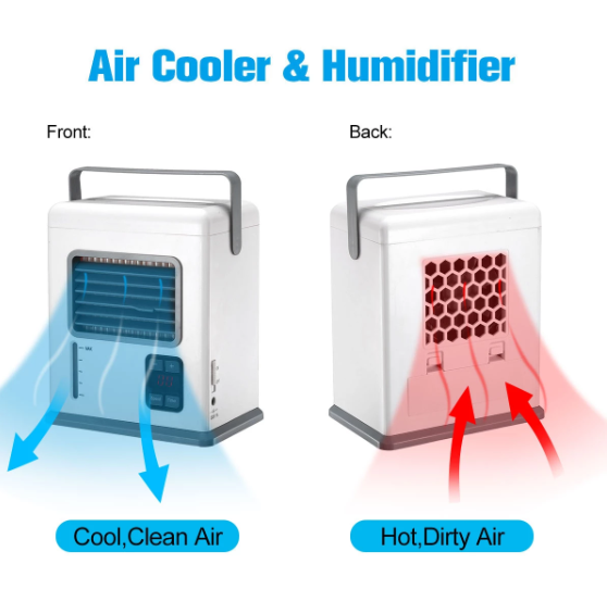 Rechargeable Portable Handheld Air Conditioner Conditioning USB Mini Air Cooler Digital Display Air Cooling Fan