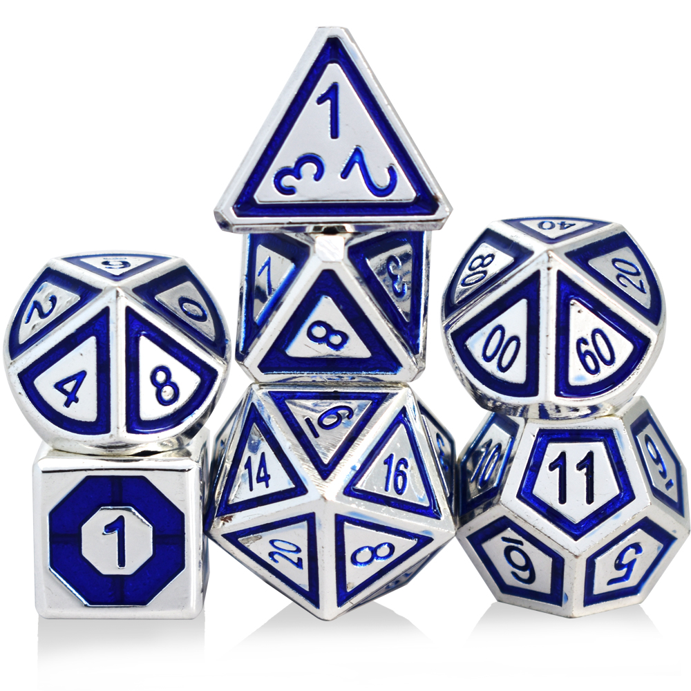 D6 D20 Custom Dice Dungeons & Dragons Game Gold Lettering Metal Dice Set 7 DND Rpg Dice