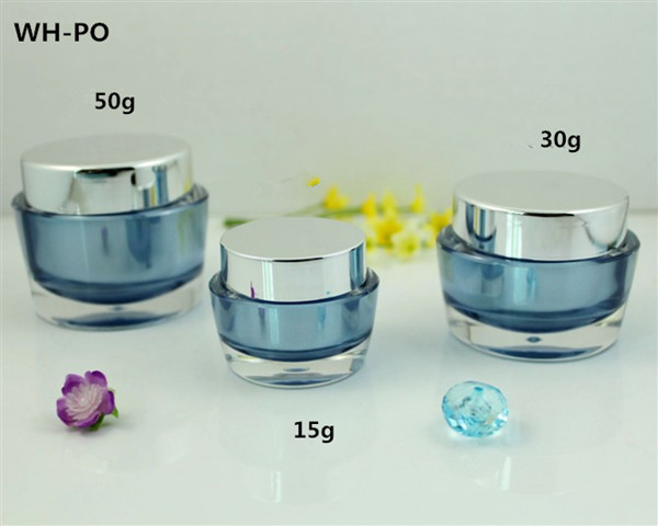 15gm 30gm 50gm cosmetic acrylic jar with UV shiny chrom lid