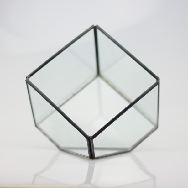 1010cm Small Size Metal Frame Square Glass Terrarium Vase Home Decoration Table Stand Glass Vase Business Favor Gift