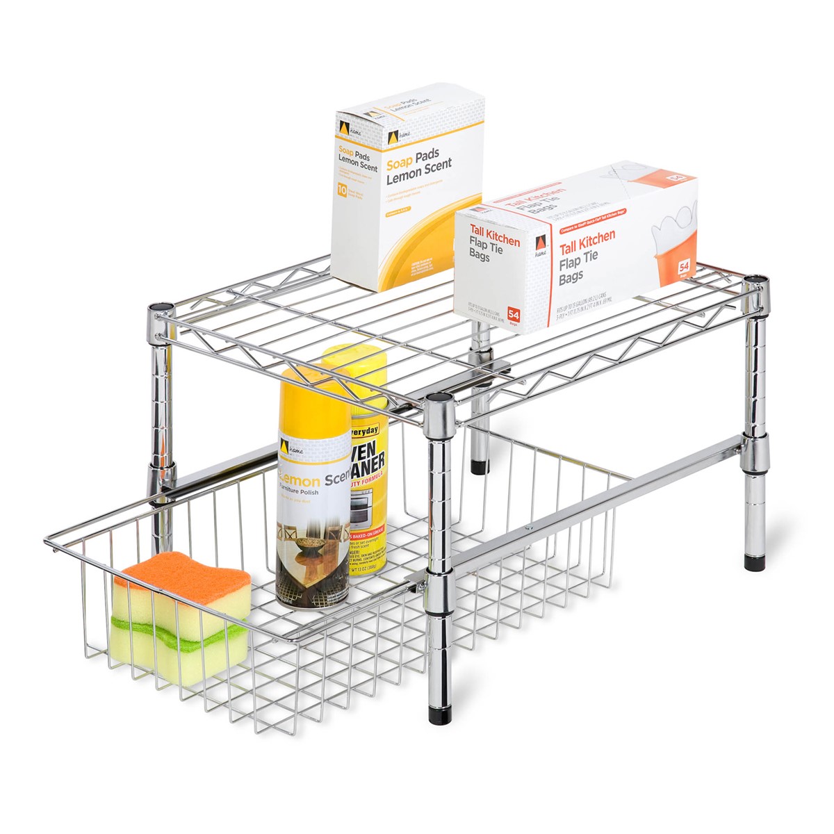 Cabinet Shelf 2 Tiers Metal Adjustable Drawer Storage