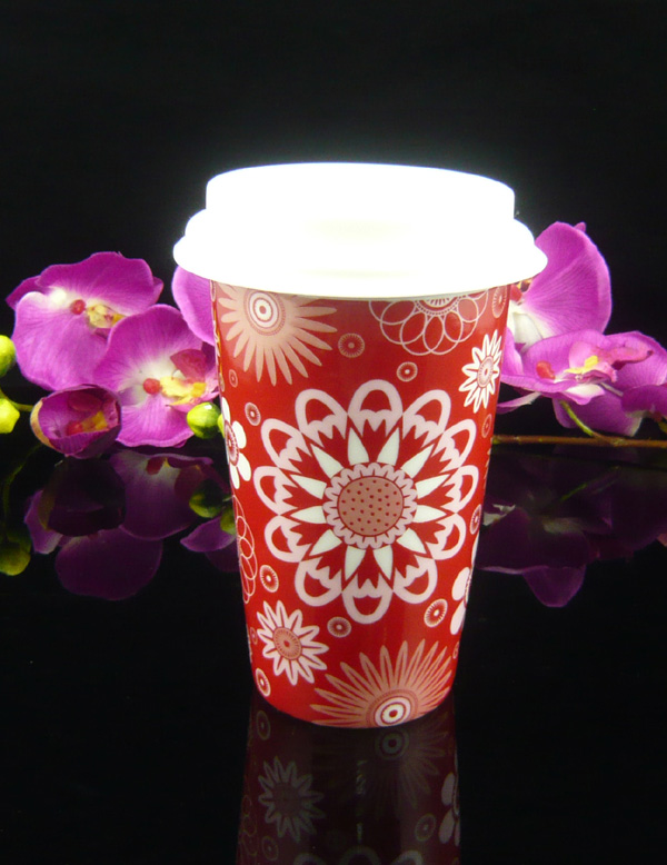 Promotional porcelain double wall cup