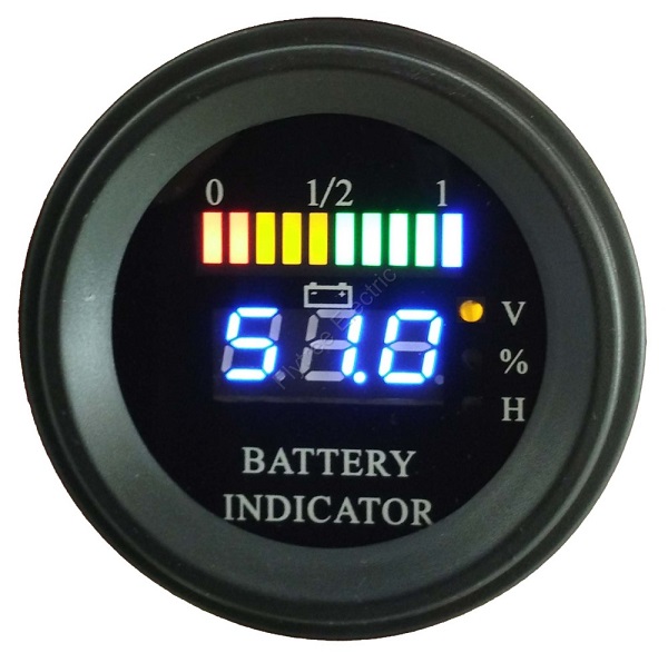 Round battery gauge Dual LED line 10 Bar Digital Battery Discharge Indicator