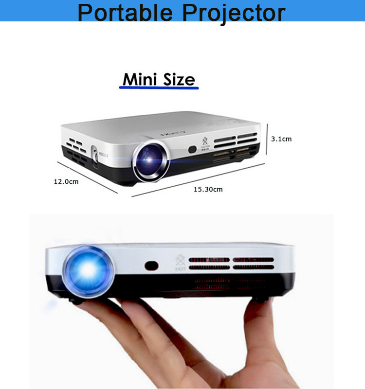 2017 Outdoor high lumens pocket projector Automatic Keystone Correction 3D Mini Projector with glass Touch Panel