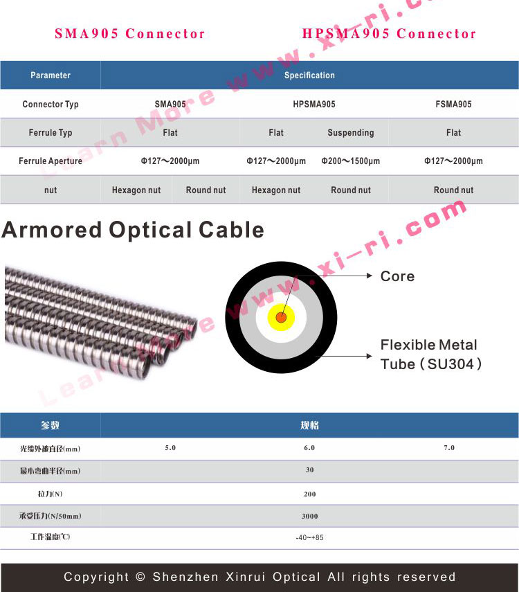 SMA905 Fiber optic patch cord SIH600um Energy fiber
