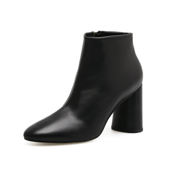 Parrcen Womens Black Genuine Leahter Black Heel Ankle Boots for Lady BD085