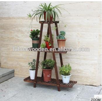 Solid Wood Folding Ladder Flower Stand