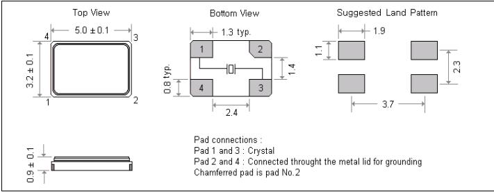 Quartz crystal resonator SMD5032 25000MHz