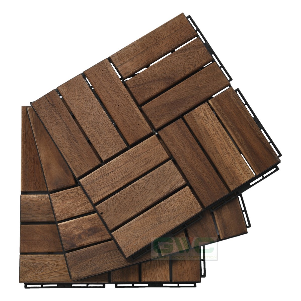 6 Slat Wood Solid Interlocking Deck Tiles with Pack of 10pcs from Vietnam