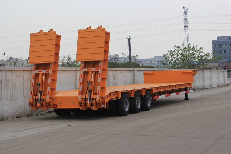 60T 3 Axle Low Bed Semi Trailer for transport machine