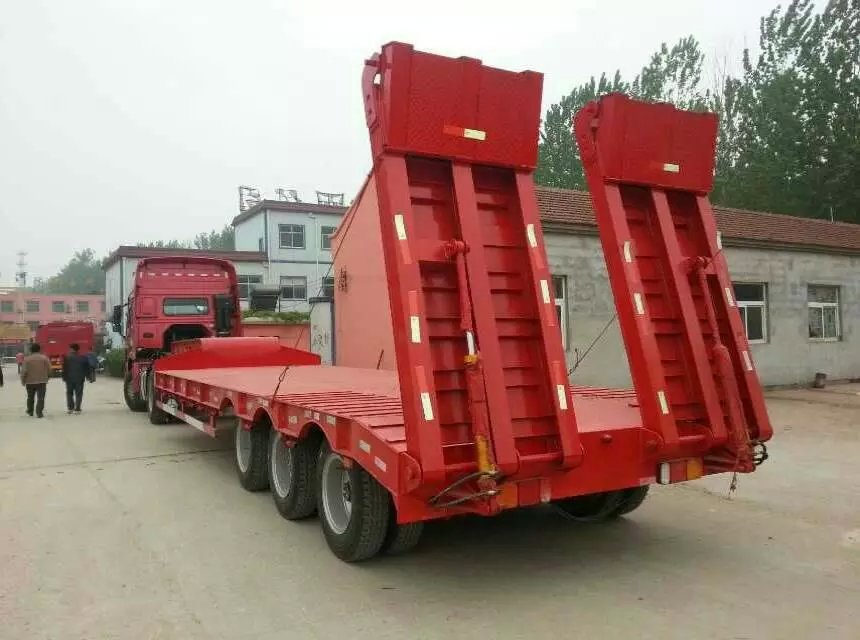60T 3 Axle Low Bed Semi Trailer for transport machine