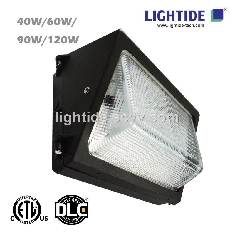 DLC Qualified LED Wall Pack Lights with Glass Refractor 120W 5 year warranty