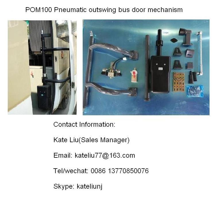 Pneumatic outswing bus door mechanism for bus and coach