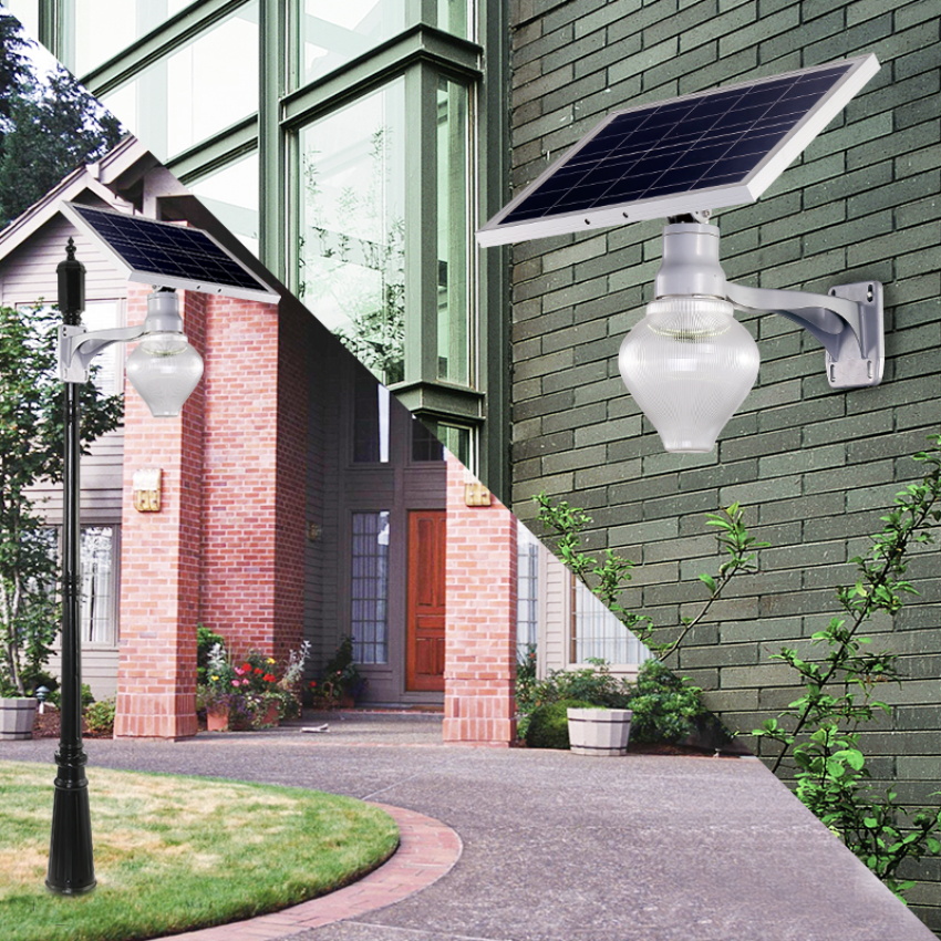 6w integrated antique solar powered garden street lamps with lithium battery