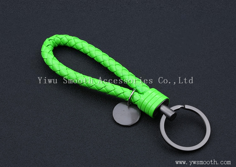 Fashion Color Woven Rope Key Chain Steel Ring Pendant Bag