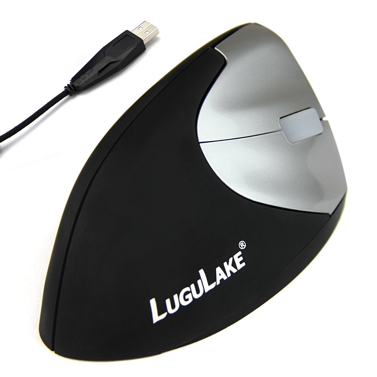 LuguLake Vertical Ergonomic Mouse Optical Mice Wired Right Hand Stress Relieving Black