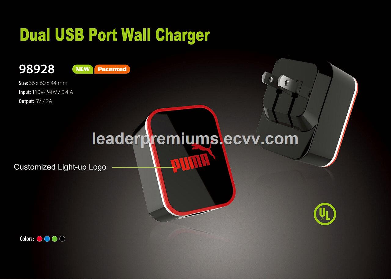 UL certified USB wall charger with 2 USB ports