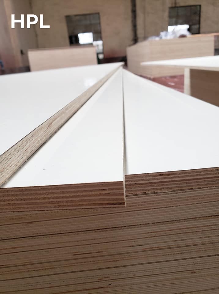 16mm HPL Plywood Fire resistant Plywood for Furniture High Glossy PlywoodMelamine PlywoodSnow White HPL plywood