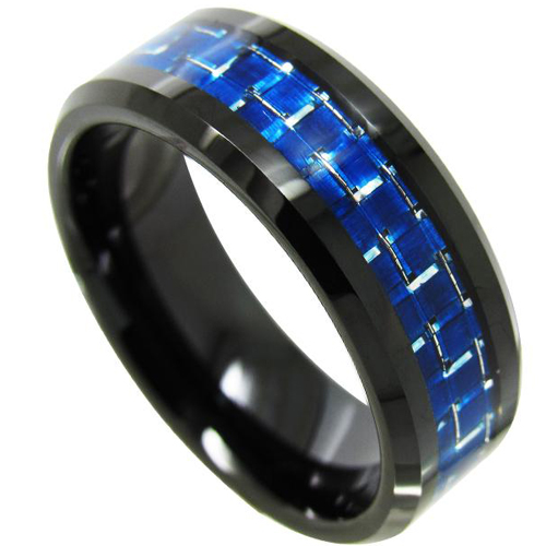 Black Tungsten Carbide Ring With Carbon Fiber